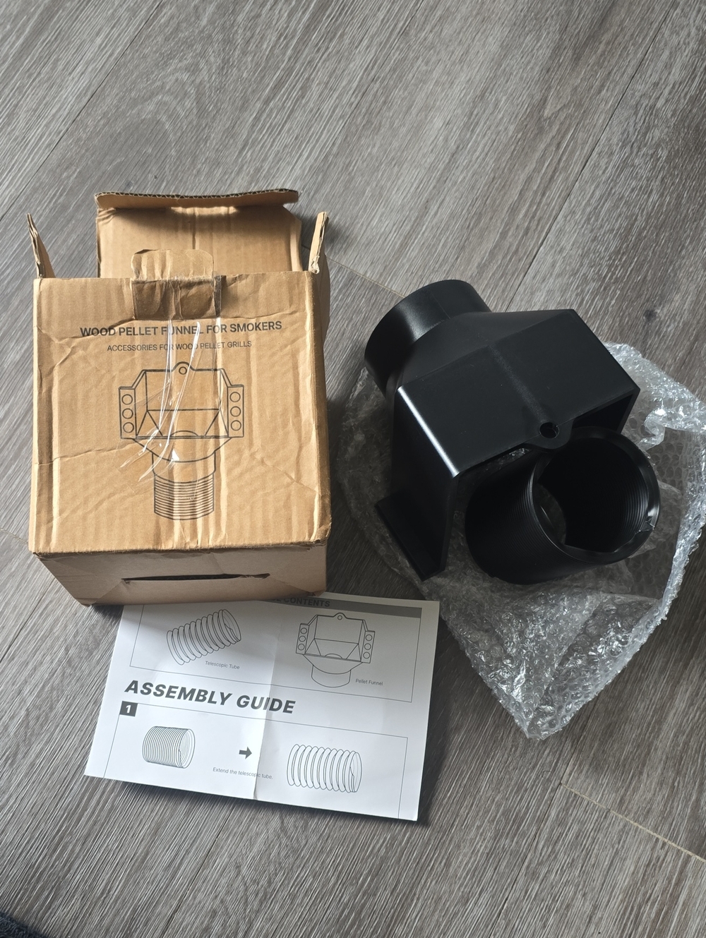 Universal Black Pellet Funnel Adapter for Wood Pellet Smokers - Replacement Part